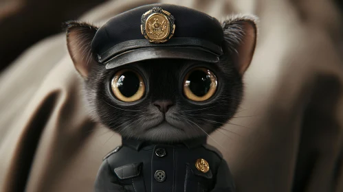 Cute Cartoon Police Cat