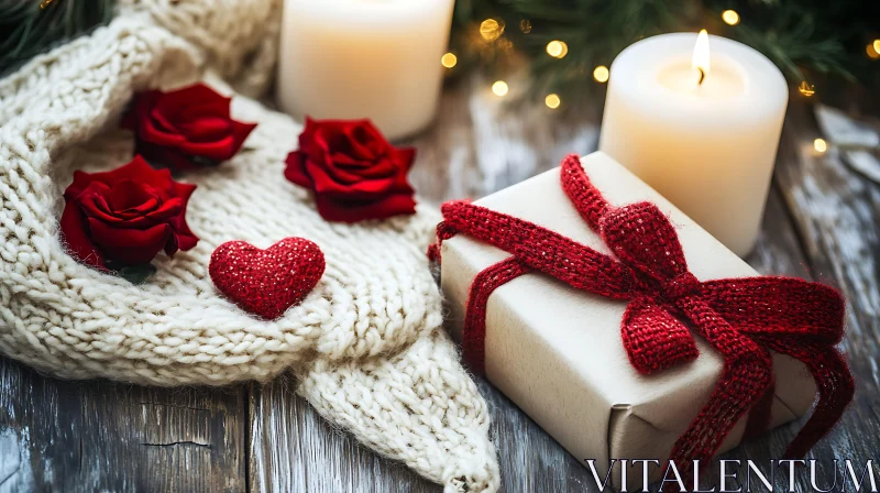 Romantic Gift and Candlelit Ambiance AI Image