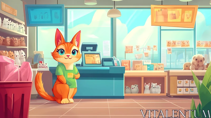 Playful Pet Shop Cartoon Interior AI Image