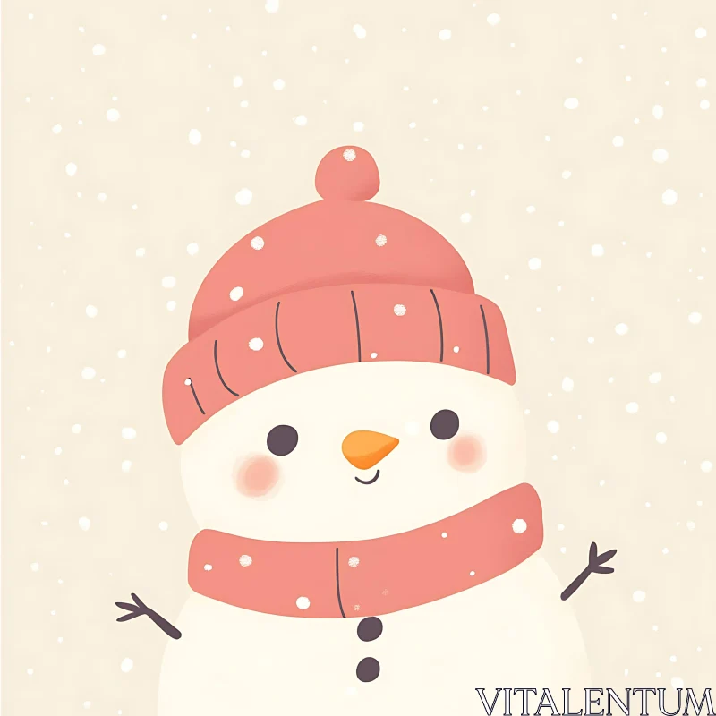 Cute Snowman with Hat and Scarf Design AI Image