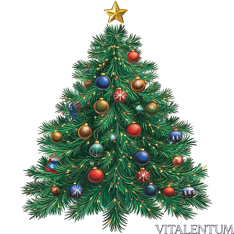 Festively Adorned Christmas Tree AI Image