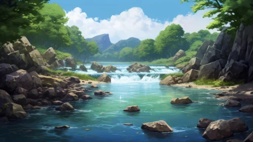 Enchanting River in Serene Landscape