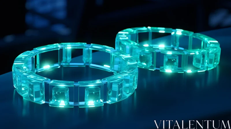 Glowing Neon Cube Bracelets - Abstract Futuristic Jewelry Concept AI Image