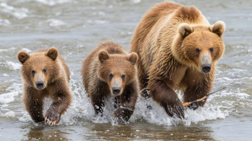 Intimate Portrait of a Grizzly Bear Family in Their Natural Habitat