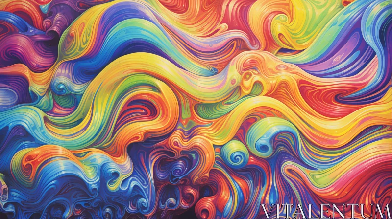 Psychedelic Abstract Painting - Vibrant Colors and Movement AI Image