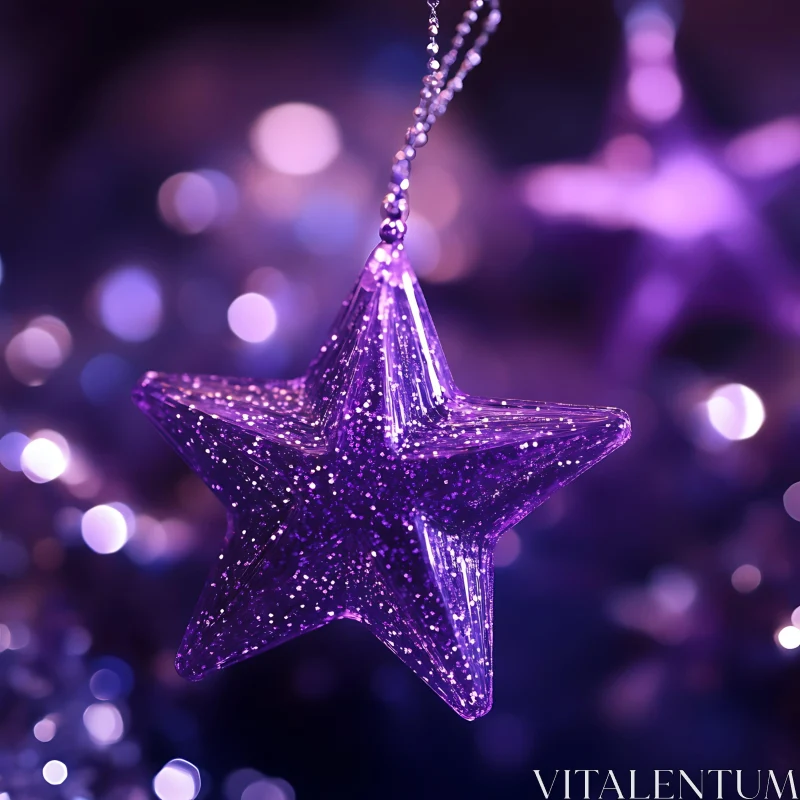 Glittery Purple Christmas Star Decoration AI Image