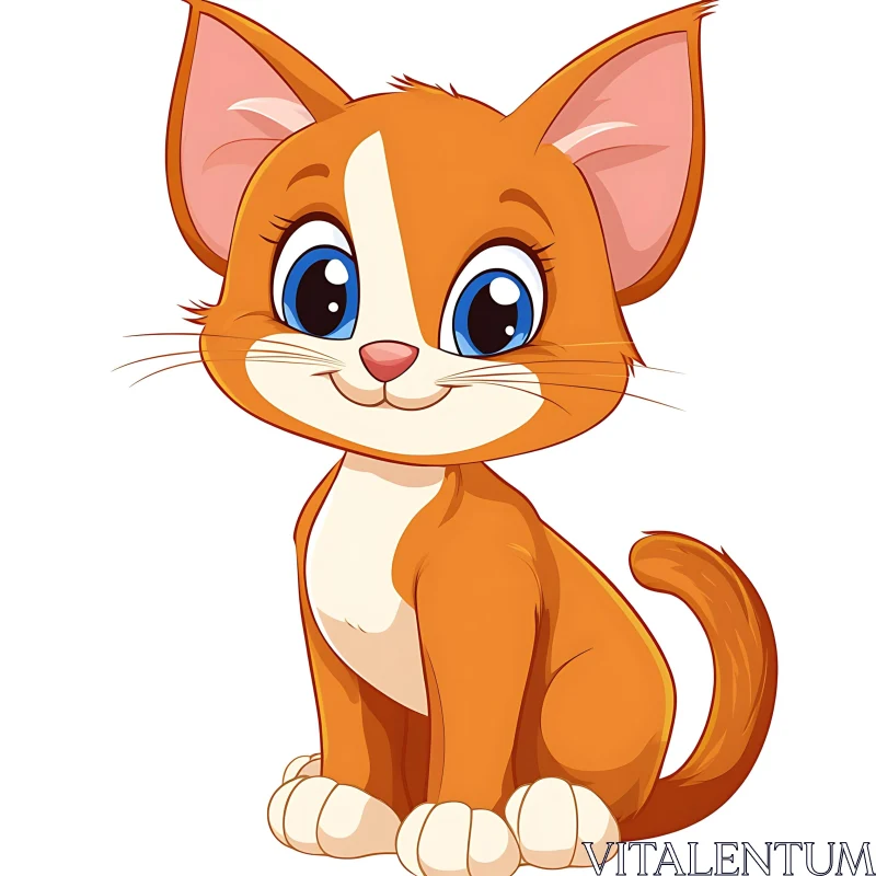 Adorable Cartoon Kitten Illustration AI Image