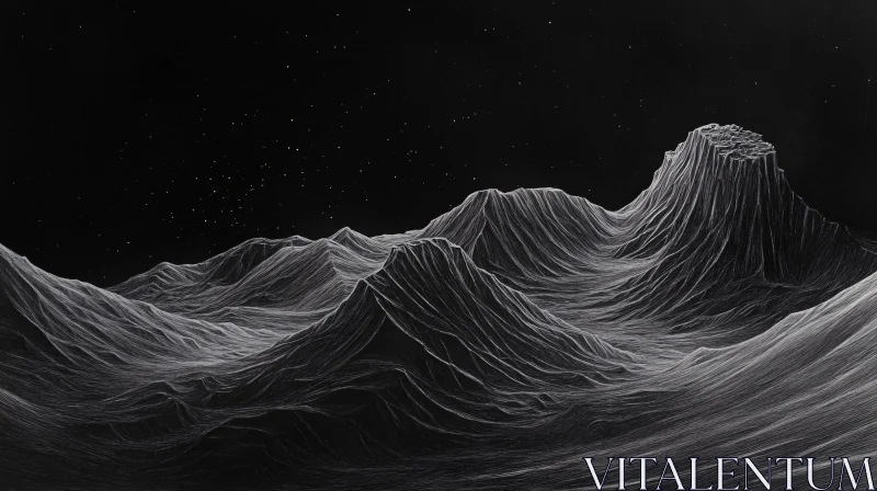 AI ART Ethereal Night Mountain Scene