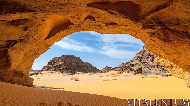 Desert Archway Leading to Majestic Sand and Rocks AI Image