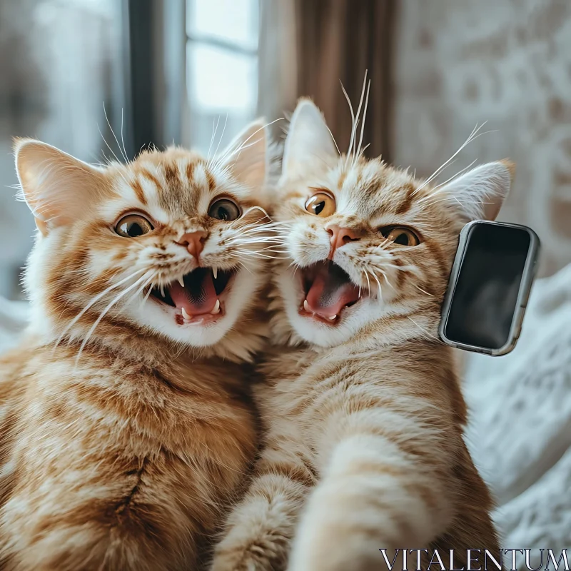 Cute Feline Selfie Moment AI Image