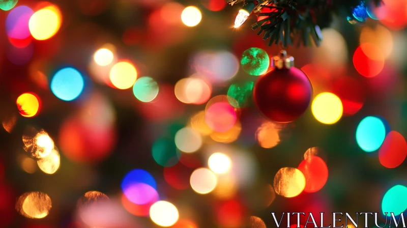 Holiday Lights and Ornament with Bokeh AI Image