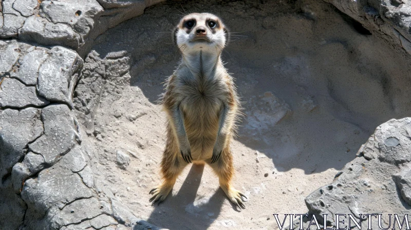 Captivating Meerkat Standing on Hind Legs - Wildlife Photography AI Image
