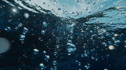 Aquatic Scene: Bubbles Ascending Toward Water's Surface