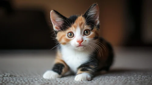 Cute Calico Kitten Close-Up