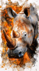 Rhinoceros Portrait Art