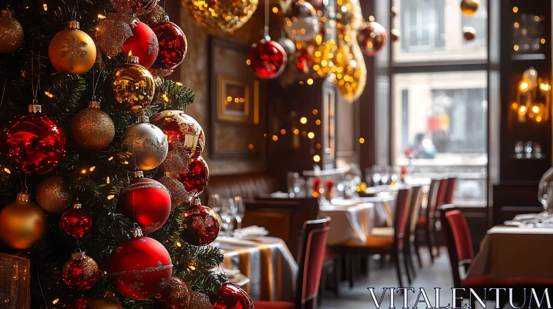 AI ART Holiday Decor in an Elegant Restaurant