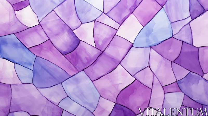 Purple and Blue Abstract Watercolor Mosaic Background AI Image