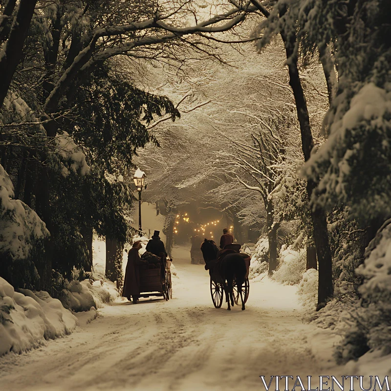 Winter Wonderland Horse Carriage Ride AI Image