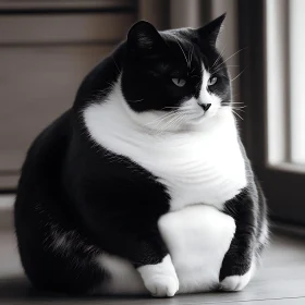 Black and White Feline Gazing Outdoors