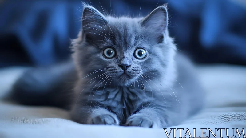 Cute Gray Kitten Staring AI Image