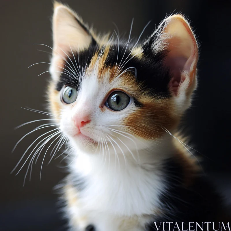 Captivating Close-Up of a Calico Kitten AI Image