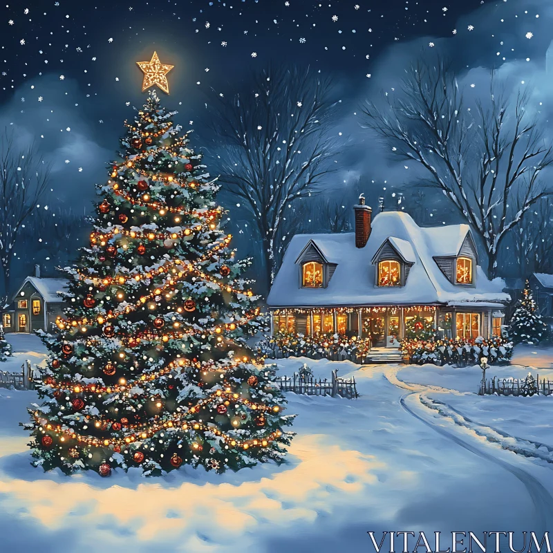 Enchanting Winter Christmas Scene AI Image