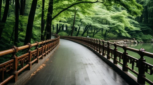 Enchanting Walkway in a Green Forest - Japanese-inspired Landscape
