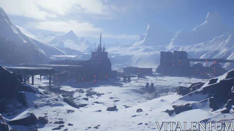 Futuristic Snow Cityscape: A Captivating Winter Wonderland AI Image