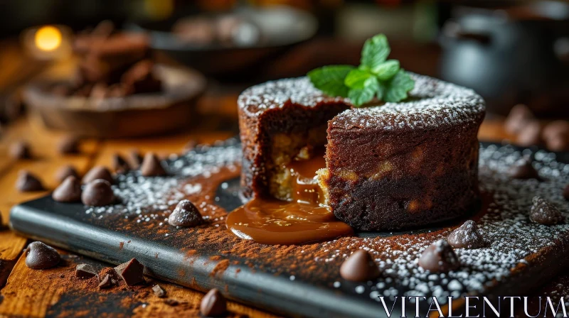 Indulge in the Temptation of a Decadent Chocolate Lava Cake AI Image
