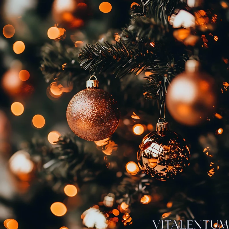 Shimmering Christmas Ornaments on Tree AI Image