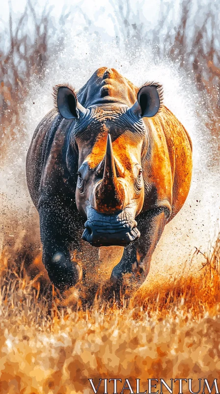 AI ART Wild Rhinoceros in Action