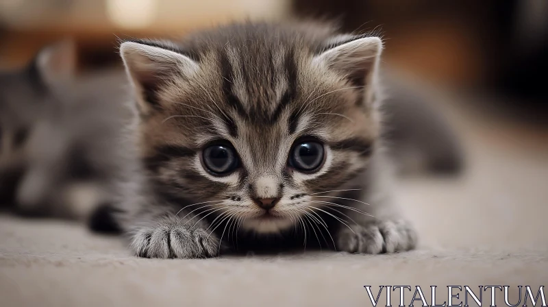 Cute Grey Kitten with Expressive Eyes AI Image