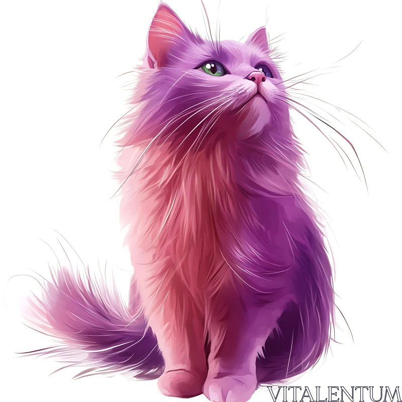 AI ART Purple Cat Art Illustration