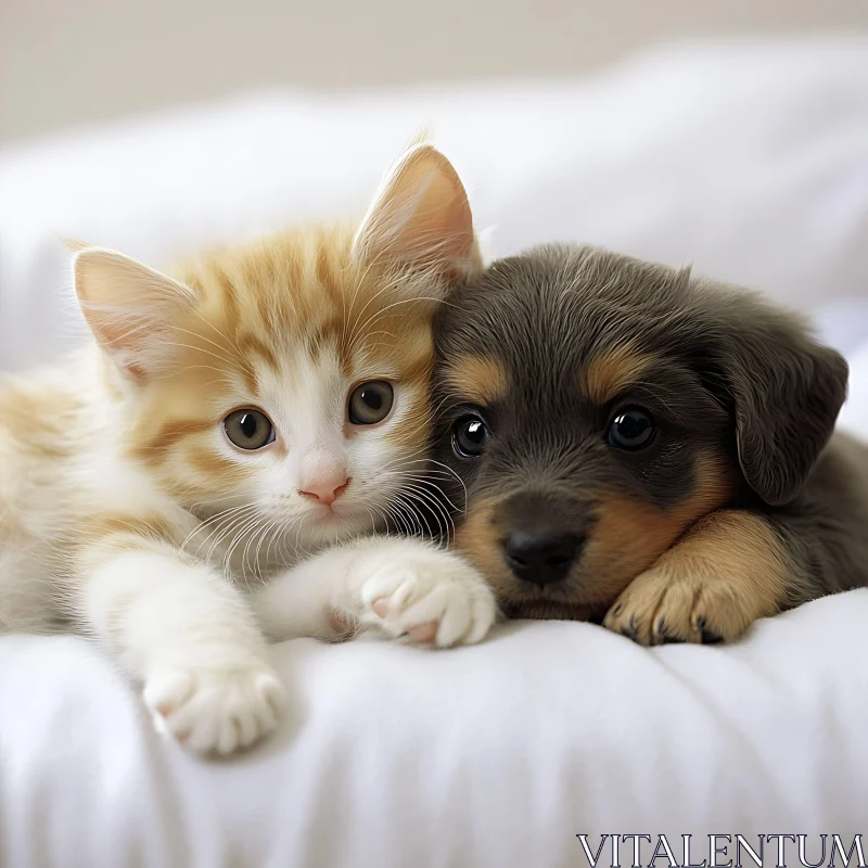 Cute Kitten and Puppy Duo AI Image