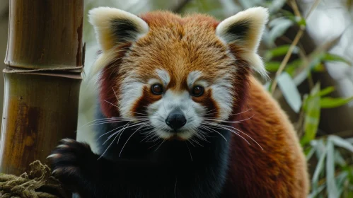Close-up of a Red Panda on a Tree Branch