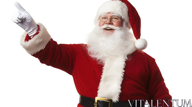 Jolly Santa Claus Smiling and Pointing AI Image