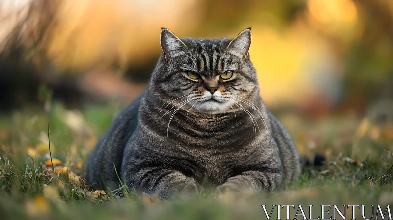 AI ART Peaceful Tabby Cat in Garden