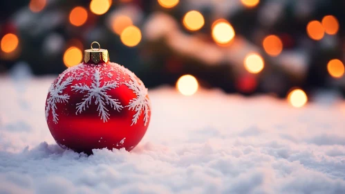 Elegant Christmas Ornament with Snowflakes and Bokeh Lights