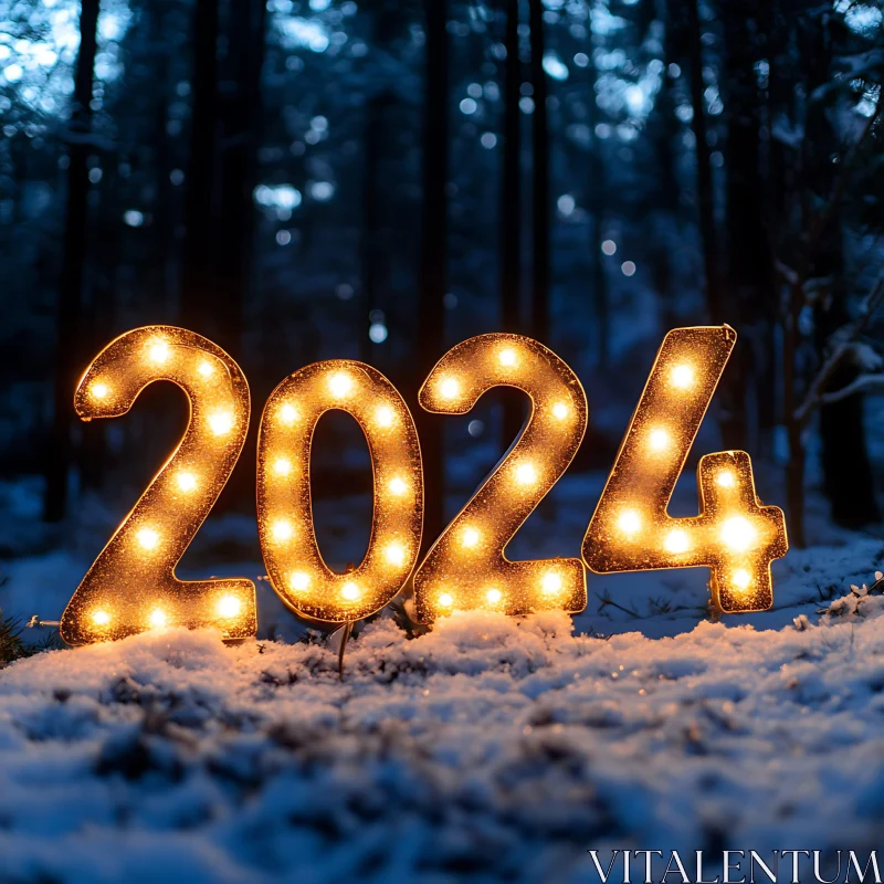 2024 Celebration in Snowy Forest AI Image