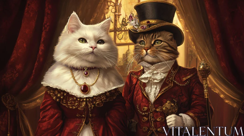 AI ART Noble Cats in Luxurious Clothes