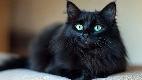 Captivating Black Cat with Emerald Eyes