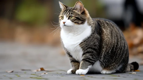 Tabby Cat Sitting Outdoors