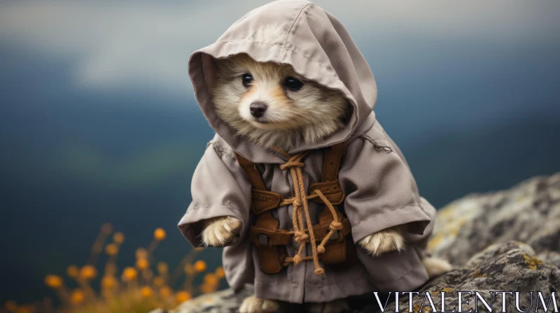 Mystical Mountain Knight Puppy - A Portrait Filled with Hidden Meanings AI Image