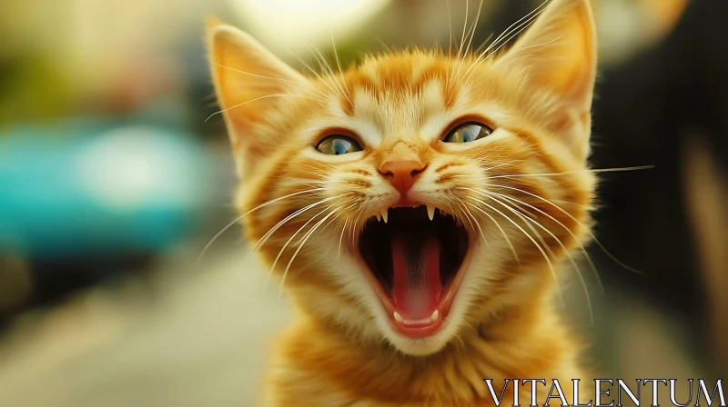 AI ART Playful Orange Kitten Meowing