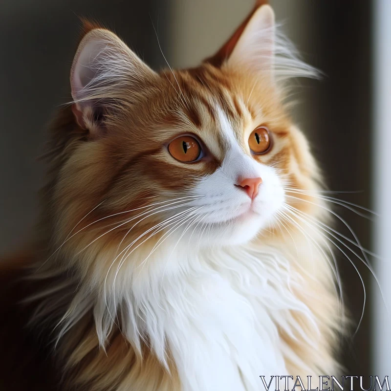 Serene Orange and White Cat with Fluffy Fur AI Image