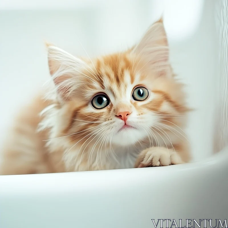 Cute Orange and White Kitten Portrait AI Image