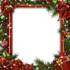 Holiday Frame with Christmas Decorations