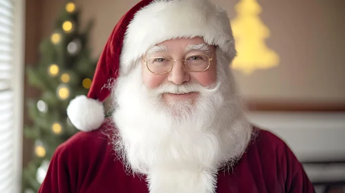 Warm Smiling Santa Claus in Christmas Decor