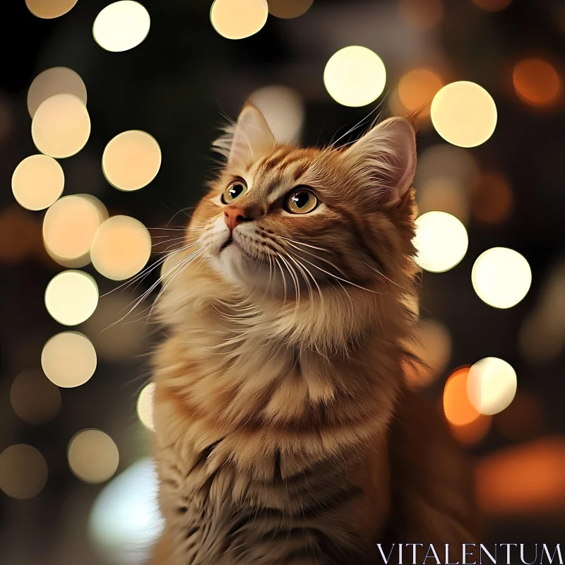 Portrait of an Orange Tabby Cat with Bokeh AI Image