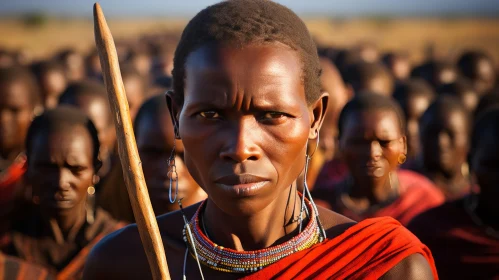 Intense Gaze of a Maasai Woman: A Portrait of Indigenous Culture
